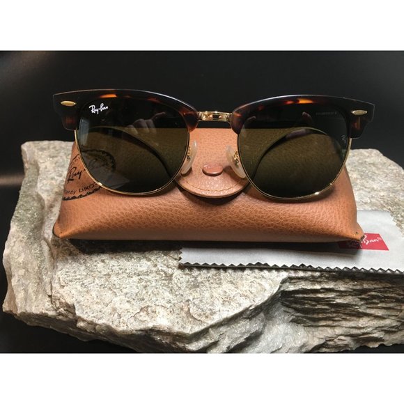 Ray Ban RB3016 Classic Retro Punk Clubmaster Sunglasses Brown Tortoise Gold NEW - Picture 2 of 6